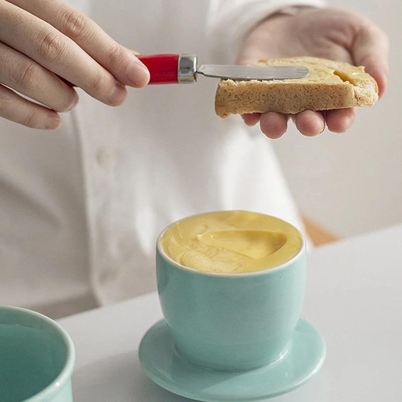 Ceramic Butter Cup Yellow Oil Tank Water Sealed With Lid Cheese Sealed Tank Creative Western Style B