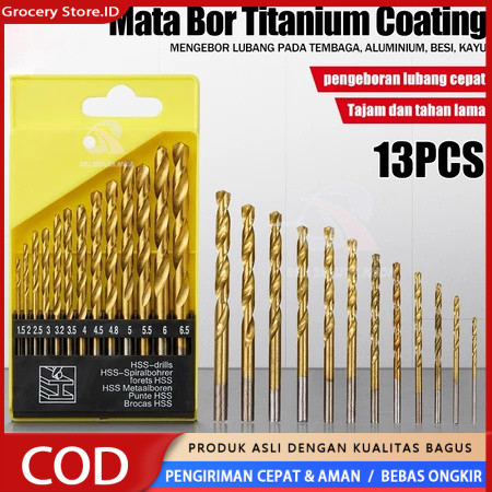 Mata Bor Besi Baja HSS 1,5-6,5mm Isi 13 Pcs, Awet & Berkualitas untuk Kebutuhan Bor Umum