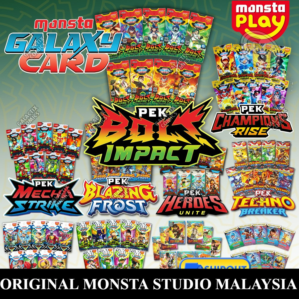 BoBoiBoy Galaxy Card Kad Pek Bolt Impact Champions Rise Mecha Strike Blazing Frost Heroes Unite Tech