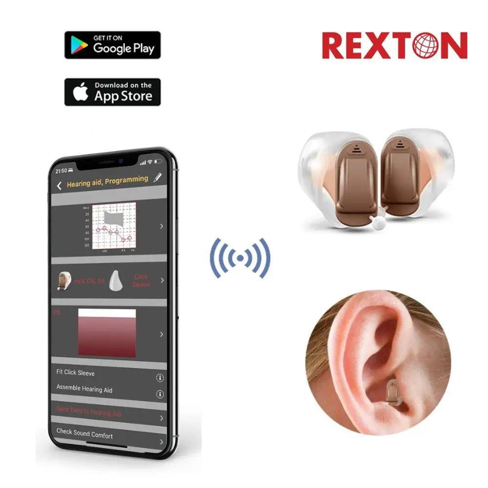 Rexton Mini gital Hearing aid Mobile Phone Remote Adjust Programmable Hearing Care Aid for Elde Form