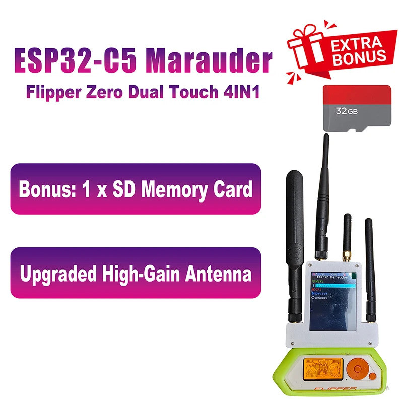 New Flipper Zero Dual Touch 4IN1 5G WiFi module,ESP32-C5 Marauder module, Supports 5G signals,Subghz
