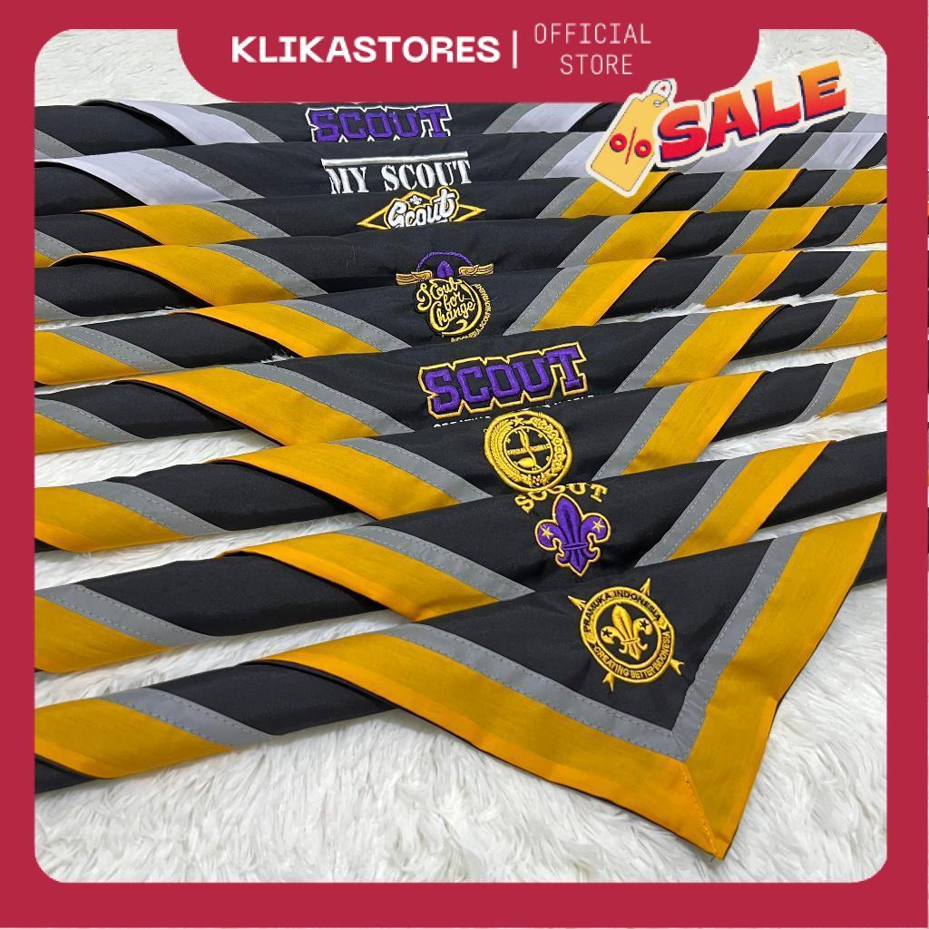 SCRAF PRAMUKA HITAM LOGO BORDIR MENYALA BEST SELLER TERLARIS TERPOPULER BAHAN JUMPING LIS KUNINGPUTI