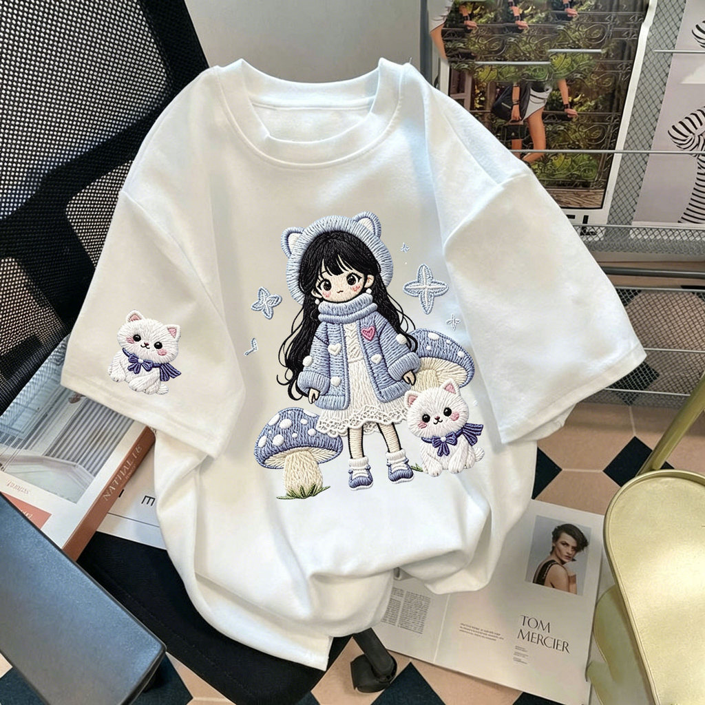 Atasan Wanita Gaya Korea | Atasan Wanita Terbaru | Kaos Wanita Longgar Motif Kartun Korea | Kaos Wan