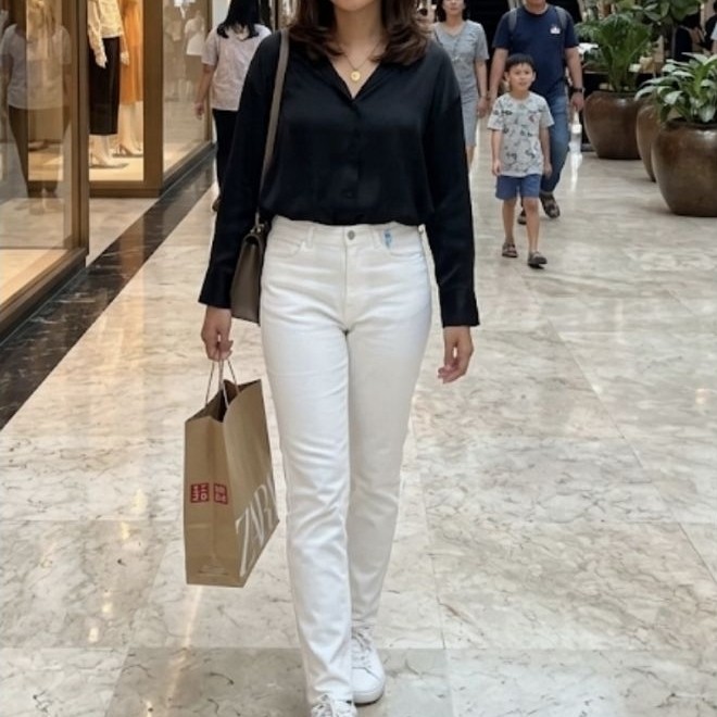 celana uniqlo M putih preloved remaja anak