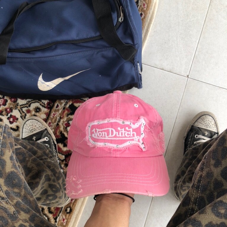 Von Dutch Y2K Vintage Distressed Baseball Cap with Embroidered