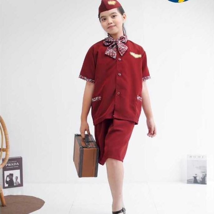 Diskon Stelan Baju Pramugari Anak 4_10 Tahun/Baju Profesi/Bajukarnaval/Prarmugari/Baju Pramugari Ana