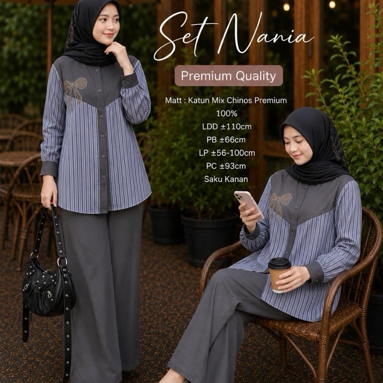 Nania Set Celana Setelan Wanita Celana Cutbray by Athaya