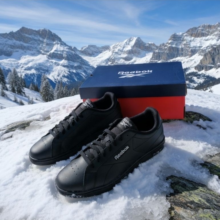 sepatu reebok original full black reebok hitam polos