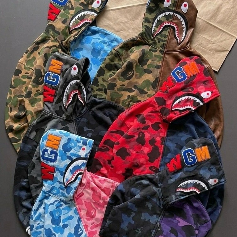 BAPE SHARK WGM JAKET FULLZIPPER COMBI 2 WARNA FULLTAG