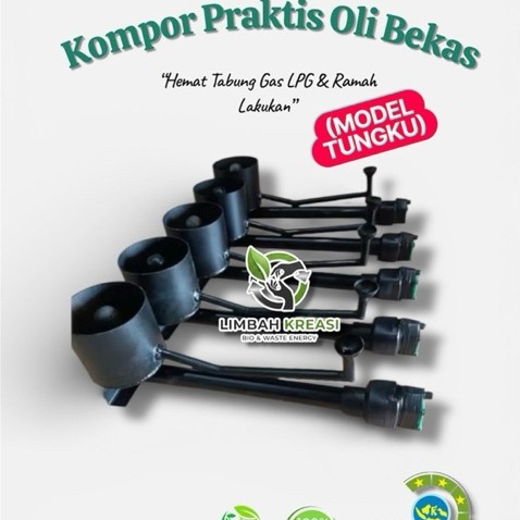 Kompor Oli Bekas Hemat Listrik Non LPG Bahan Bakar Jelantah / Minyak Goreng Bekas Api Biru