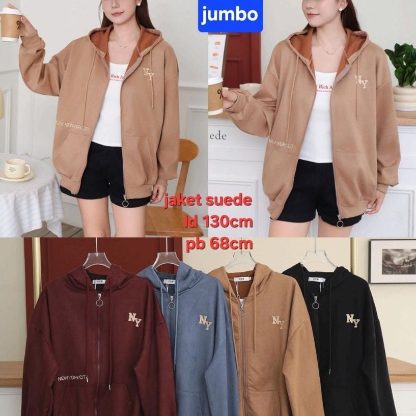jacket suede jumbo OSM LD 130cm bahan suede halus premium