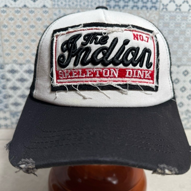 Topi Second Brand Branded The Indian Skeleton Dink No 7 Trucker Tag Putih