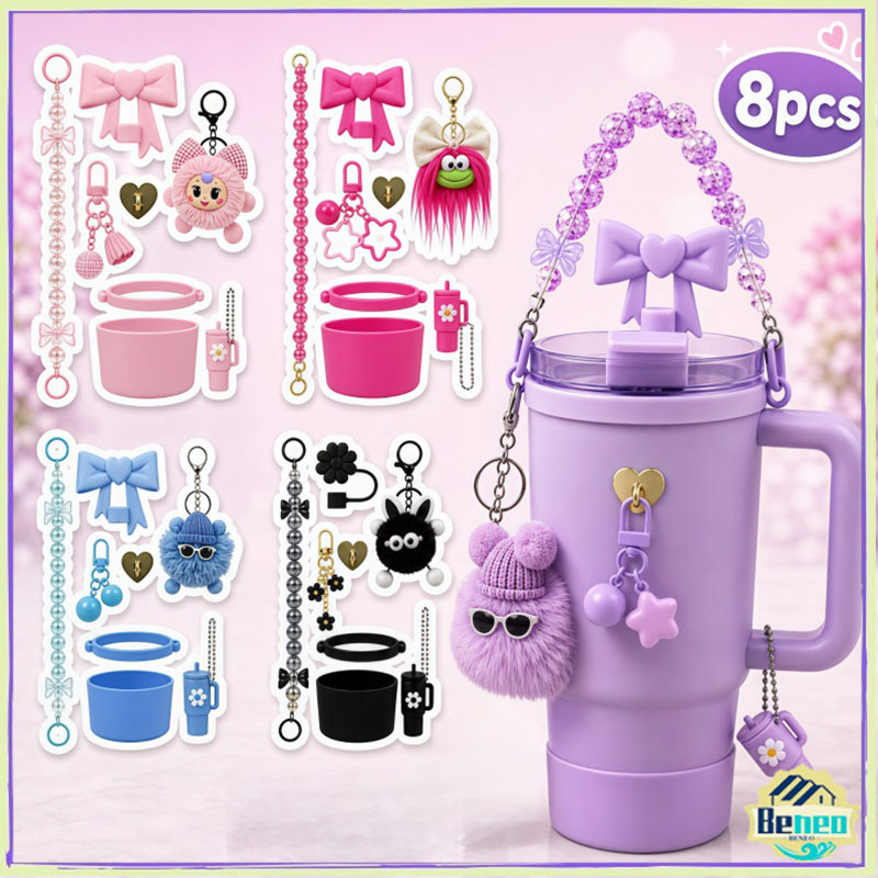 8PCS Hiasan Aksesoris Tumbler Lucu Aksesoris Gelas Stanley Set Dekorasi Gelas Tumbler Aesthetic DIY 