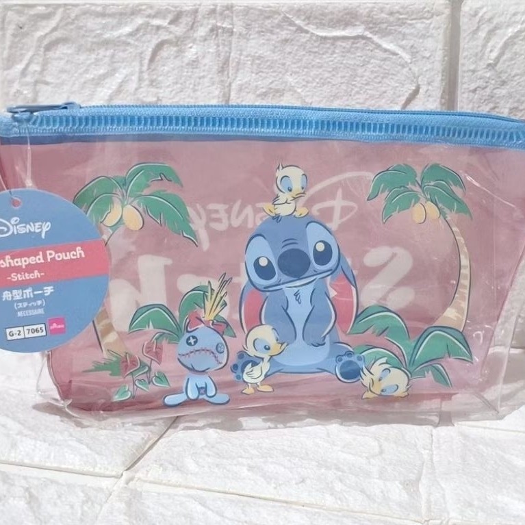 pouch dompet stitch bening transparan original brand disney daiso lilo and stitch dompet koin uang k