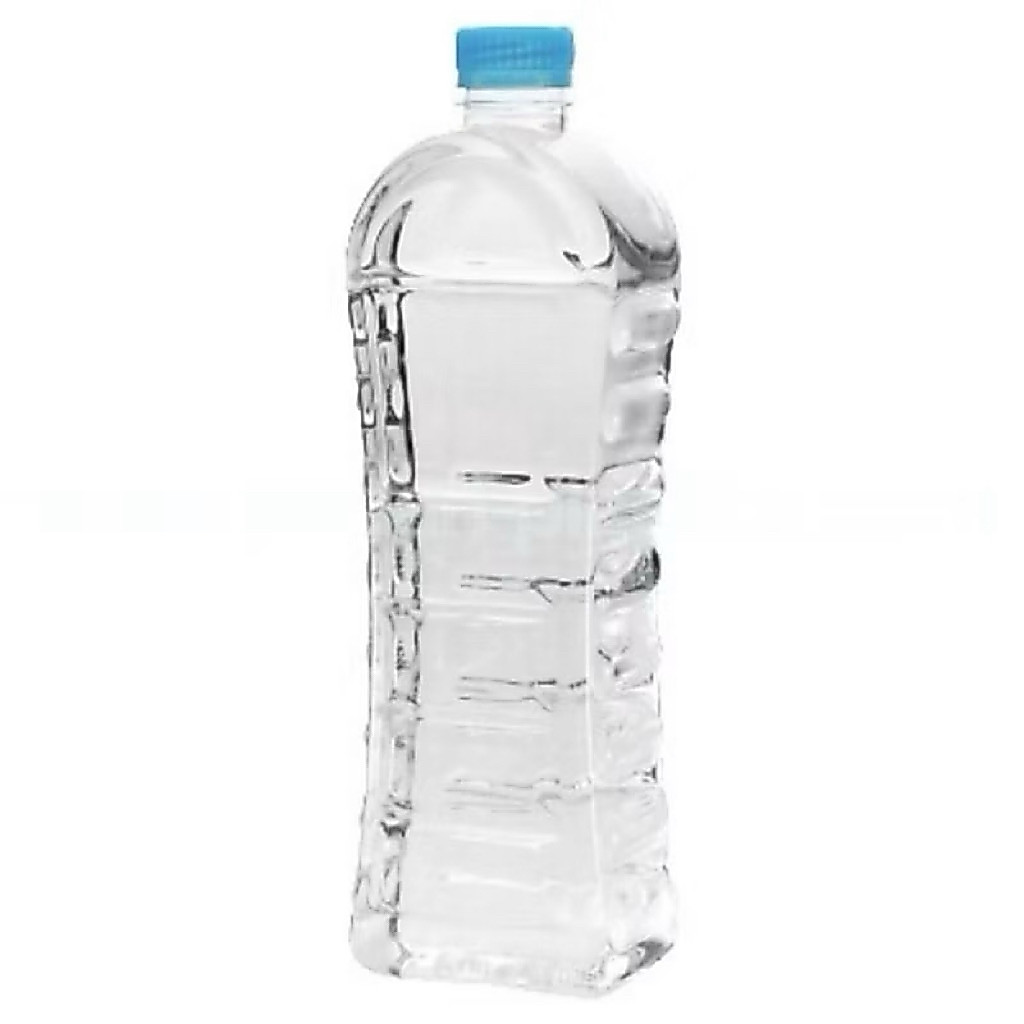 Botol Plastik 1 Liter HF - Bening Hitam, Tutup LN, Warna Putih