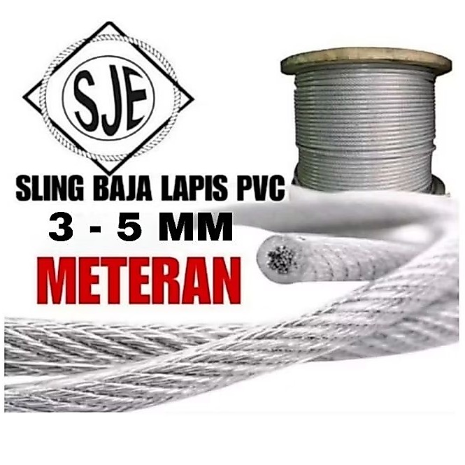 sling baja lapis pvc 5mm / seling baja lapis pvc 5mm / kawat baja lapis pvc 5mm / sling baja 5mm lap