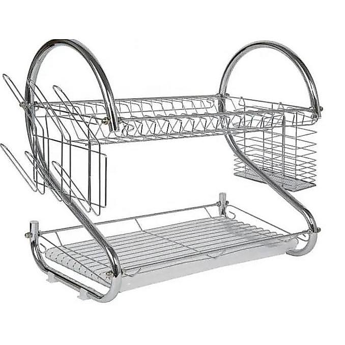 Rak Piring 2 Susun Rak Piring Estetik Rak Piring Kecil Dapur Stainless Steel AS