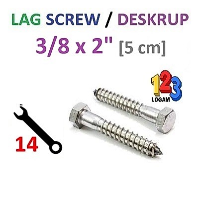 3/8 x 2" Inch Lag Screw Deskrup Baut Sekrup Kayu Fisher Kunci 14