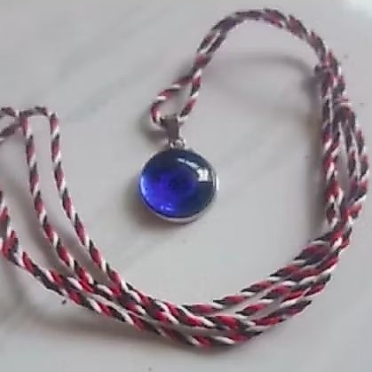 kalung tridatu liontin blue cyklop/royal blue king safir bulat 18 mm