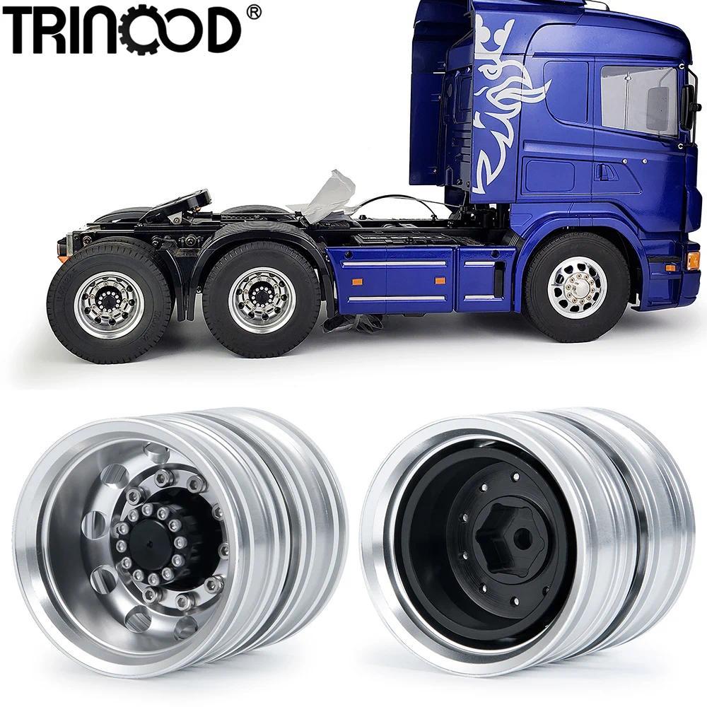 TRINOOD Velg Beadlock Aluminium Alloy untuk Roda Belakang Truk Traktor RC 1/14, Suku Cadang Upgrade 