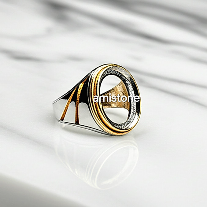 Ring,Emban,Ikatan,Titanium Tanam Ukuran Batu 20 x 15