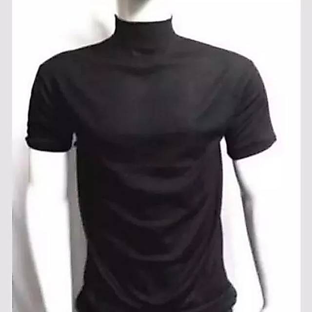 Kaos satpam hitam leher tinggi/kaos security polos/kaos polos