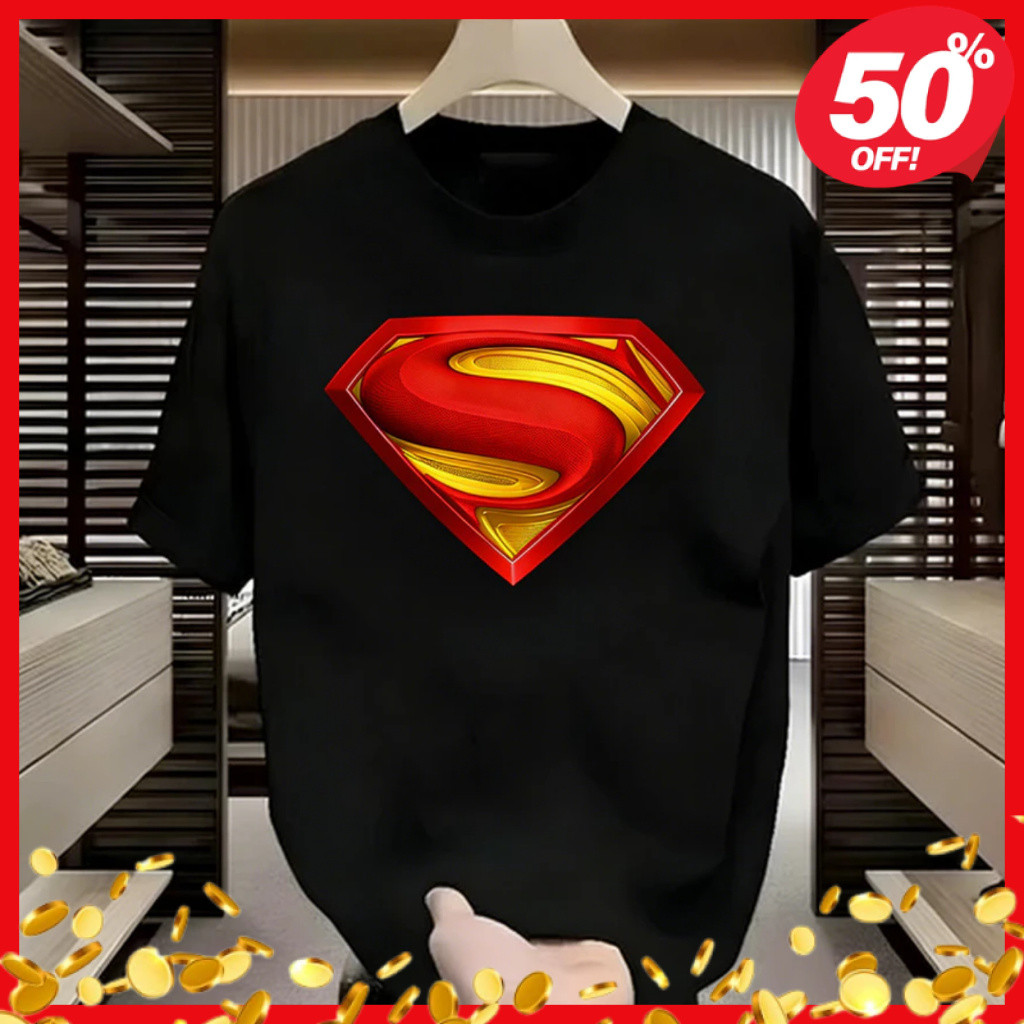 [COD  Katun 210g]Kaos Logo Klasik Superman 210gOriginal Design Kaos T-Shirt Oblong Pria & Wanita Uni