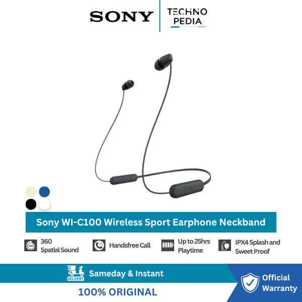 Sony WI-C100 / WI C100 / WIC100 Wireless Sport Earphone Neckband