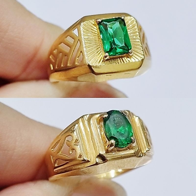 16K - Cincin Emas Pria Mata Hijau Kadar 70% - PJ