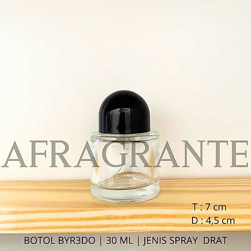 botol parfum byr3do 30 ml drat tutup hitam/botol parfume byrdo 30 ml/botol parfume bulat 30 ml/botol
