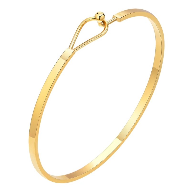 Gelang Wanita dari Baja Anti Karat, Gelang Batang Tipis Berlapis Emas, Perhiasan Minimalis