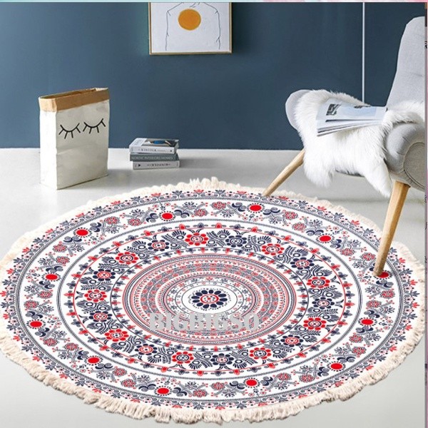 (you & i) Karpet Bulat Minimalis Karpet Lantai Ruang Tamu Karpet Bohemian Bulat