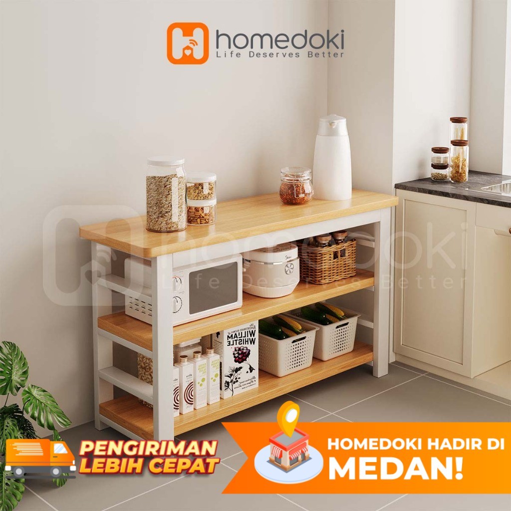 Homedoki Rak Dapur/Rak Dapur Serbaguna/Lemari Dapur Minimalis/Rak Penyimpanan Barang