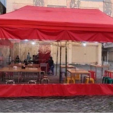 tenda lipat  ukuran 3x6  super premium ket besi 1,4 tirai 4sisi+ sablon