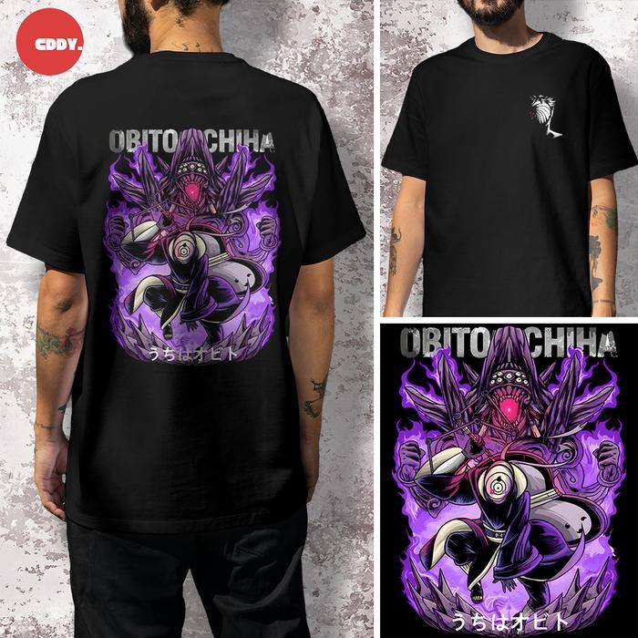 T-Shirt Naruto - Obito Uchiha Unleash Biju - Kaos Distro 100% Katun - Kain Combed 24s - Unisex Pria 