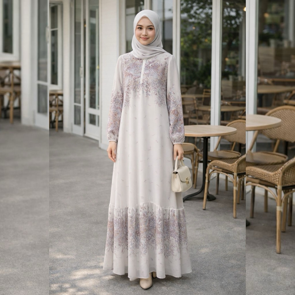 SYIFA DRESS By ZIYA ~ Gamis Ceruty Babydoll Premium Motif Bunga Kecil