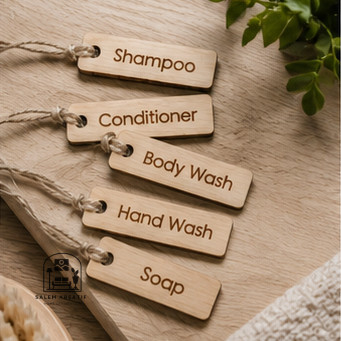 Label Nama Kayu Custom Laser | Tag Kayu Souvenir Handmade Branding Produk