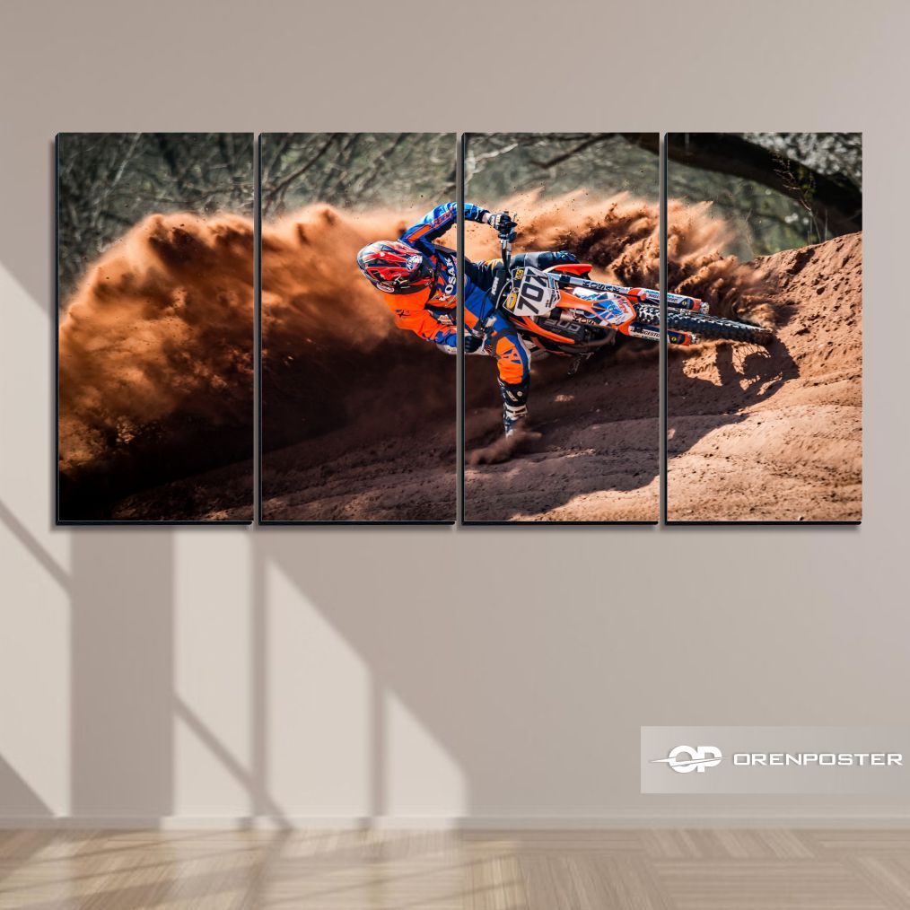 Poster Tanpa kayu Motocross Dirt Bike Racing pajangan Dinding Motor Trail Sport Bike Hiasan dinding