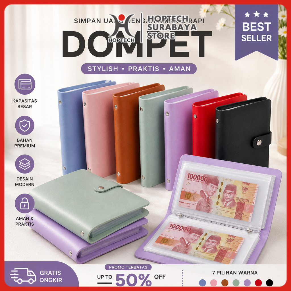 Hoptech SRBY - Dompet Disiplin Nabung Pengatur Uang Bulanan | Wallet Organizer Keuangan Anti Air Pre