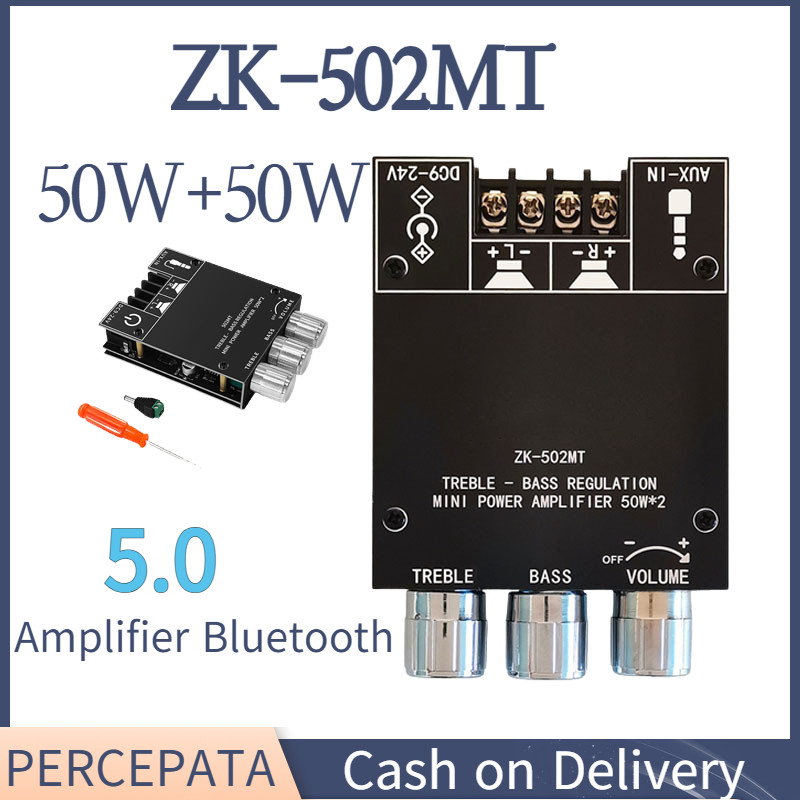 Amplifier Bluetooth 5.0 ZK-502MT 100W Output Cocok Banget Buat Upgrade Speaker Aktif Polytron Simbad