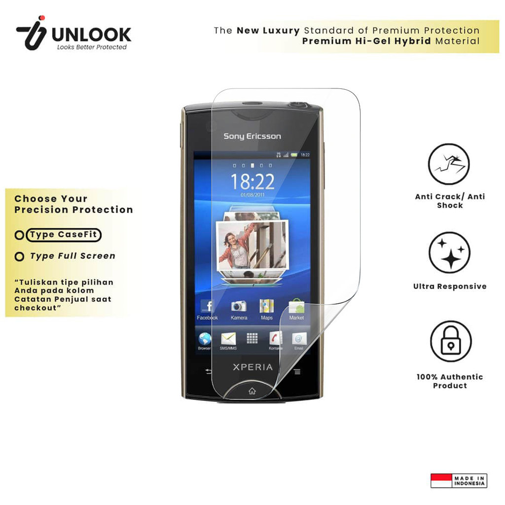 UNLOOK Hi-GEL Hybrid Best Screen Protector for Sony Ericsson Xperia ray, Xperia ray, Xperia Pro, Xpe