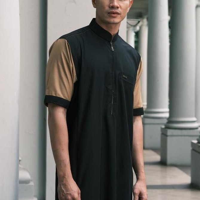 THOBE MUSLIM PRIA GAMIS EKSLUSIF SH-158 HITAM