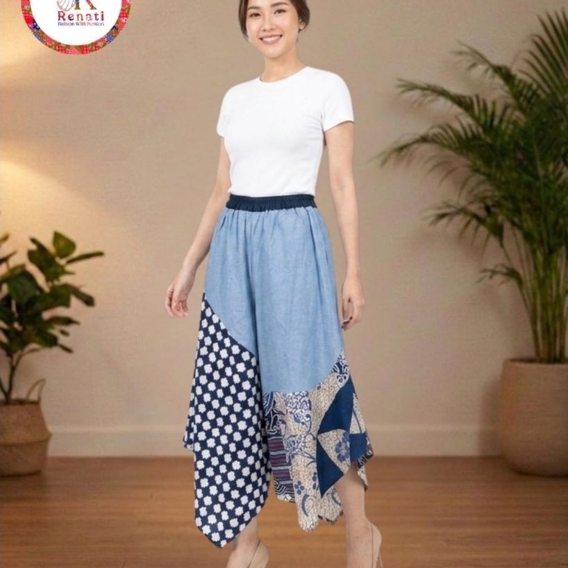 Kulot Veloura, Kulot Batik Wanita Elegan - Kulot Batik Modern - Baju Batik Formal