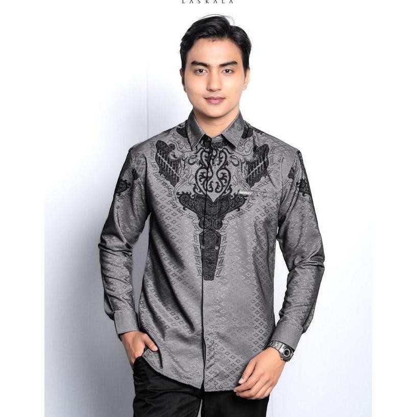 Laskala Batik Gorga Kemeja Batik Pria Slimfit Lengan Panjang