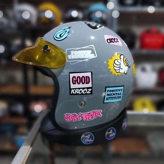 HELM BOGO RETRO RSIX R SIX R-SIX GUARDIA MOTIF PET TRANSPARAN
