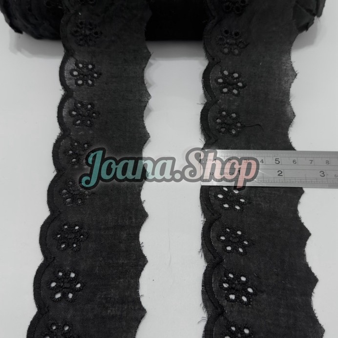 Renda Katun Lebar 6cm Warna Hitam Harga per Meter