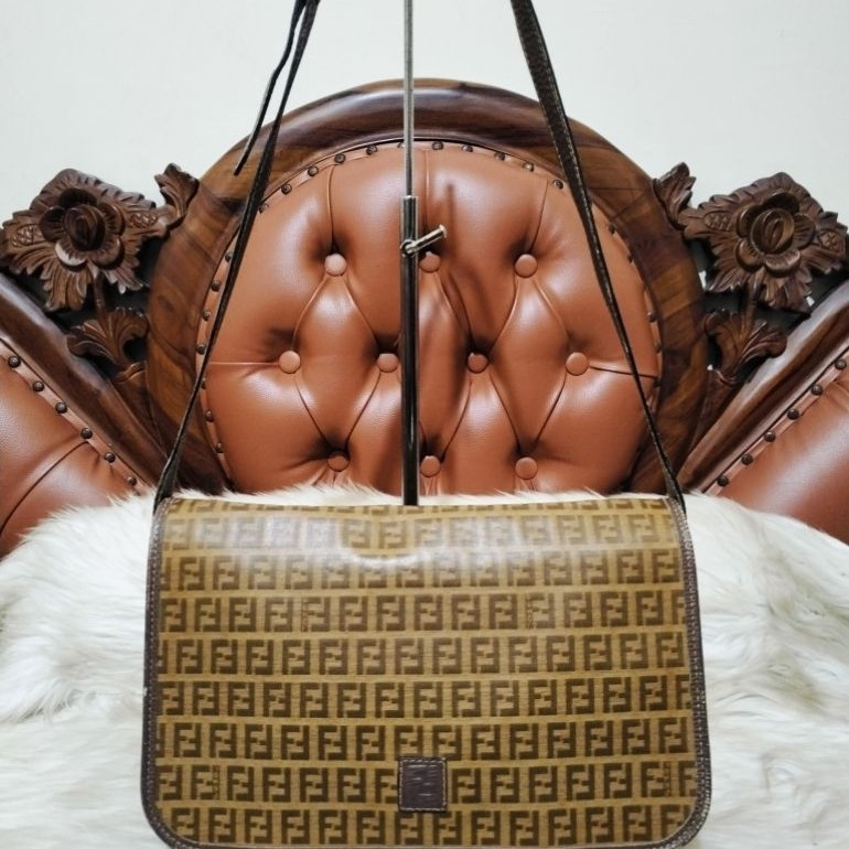 Fendi SAS Logo Patent Leather Sling Bag