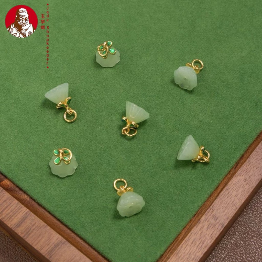 Aksesori liontin emas kuno, lotus pod berlapis kaca, aksesori liontin DIY angkat kecil