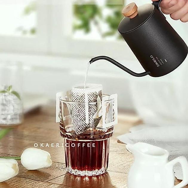 Nyam- Stackable Coffee Glass Cup/ Gelas Kaca Kopi Teh Cafe Tebal Bulat Garis