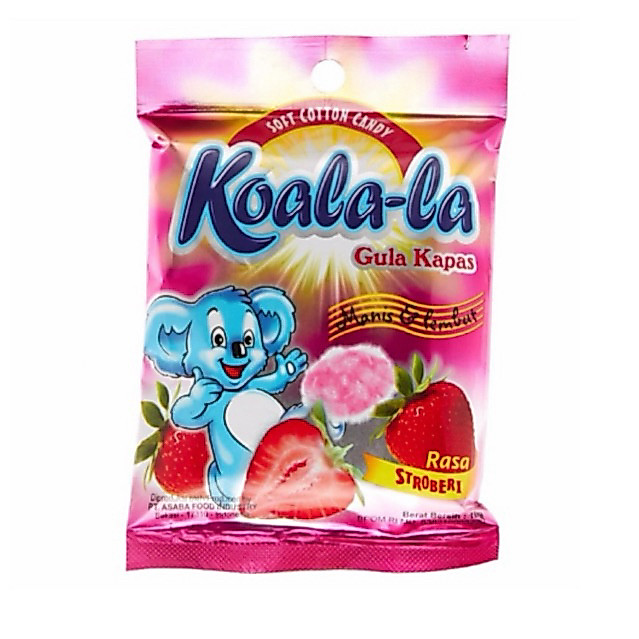 Koala-la Permen Gula Kapas Stroberi Gulali Koala 10g Snack Jadul